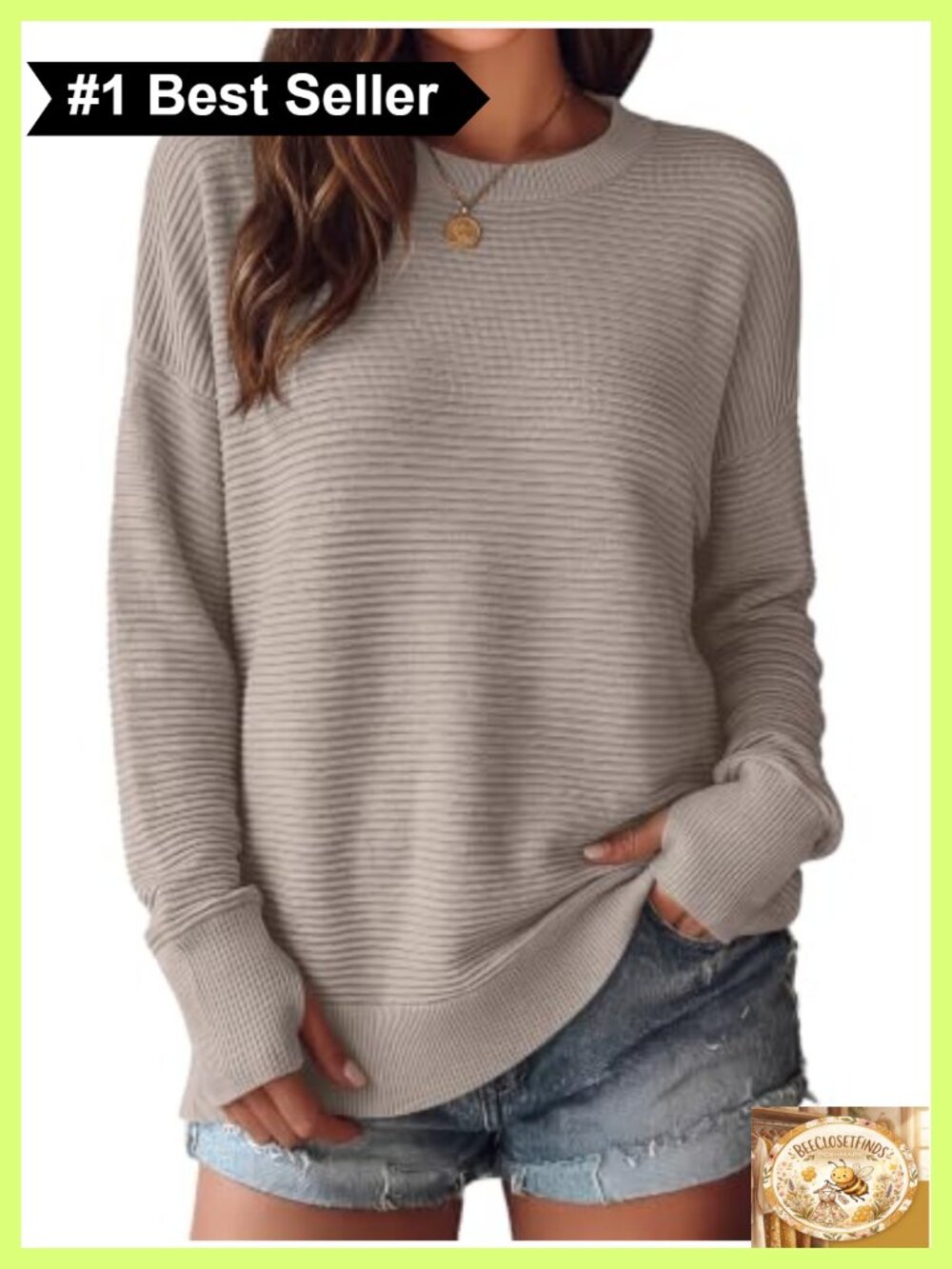 Women's Ribbed Knit Crew Neck Pullover Sweater with Thumb Holes Long Sleeve